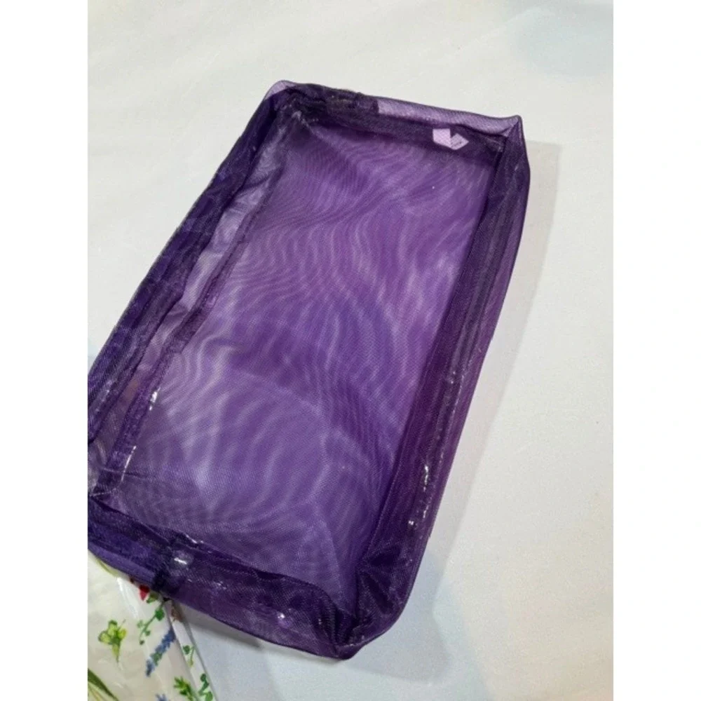 Crabtree & Evelyn Floral Garden Travel Toiletry Bag Purple Interior Mesh Pouch